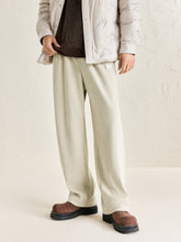 Men's Khaki Drawstring Textured Straight Pants